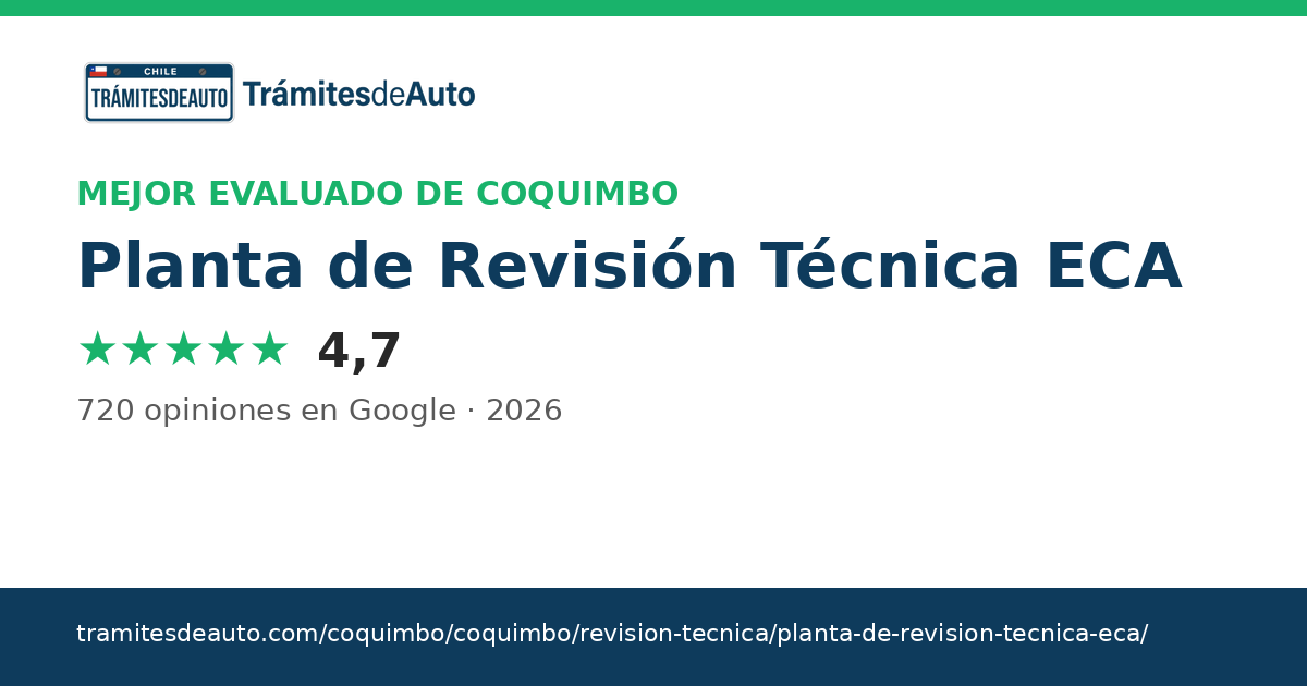 Insignia: mejor calificado de Coquimbo 2026 — Planta de Revisión Técnica ECA